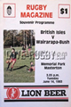 Wairarapa-Bush v British Lions 1983 rugby  Programmes